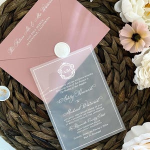 Acrylique givré Faire-part d'invitation floral bohème en toile vélin Hochzeitseinladung Mariage de luxe Faire-part modernes Mariage classique élégant