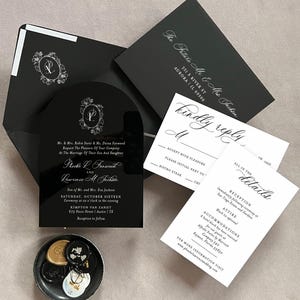 Arch Acrylic Wedding Invitations Luxury Wedding Invites Romantic Elegant Acrylic Suite Black Acrylic Acrylic Save Date Wedding Favors Sets