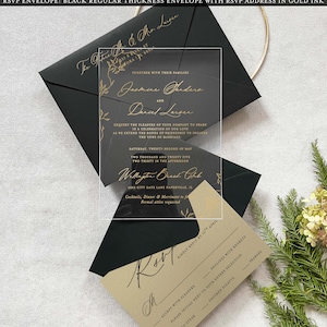 Faire-part de mariage minimaliste et carte détaillée RSVP Faire-part de mariage moderne, emballage vélin avec carte d'invitation WaxSeal, ensemble de papeterie de mariage