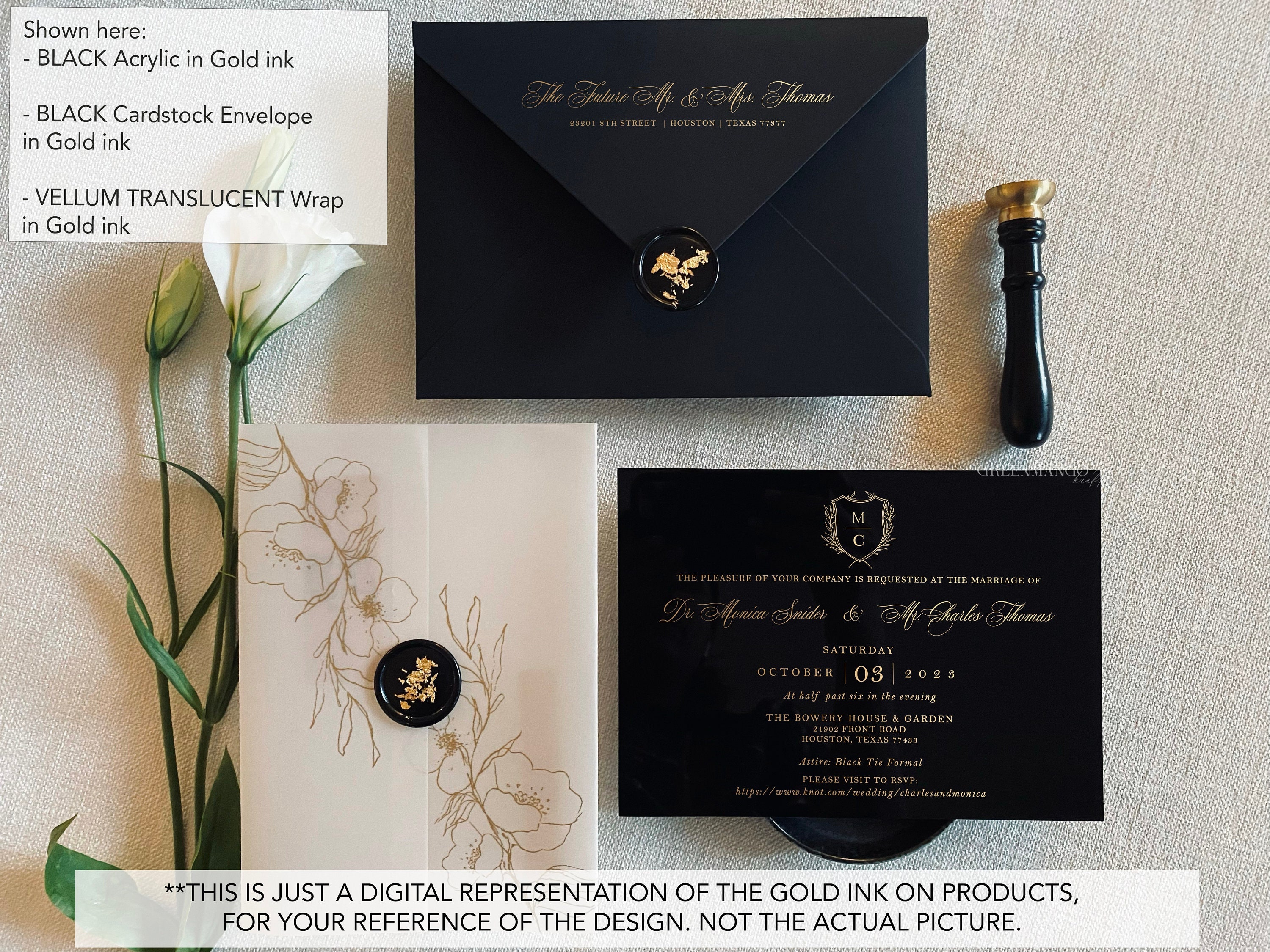 Glassy Black Acrylic Wedding Invitation，Gold Foil Transparent Wedding  Invitations, Formal Weddings, Fall and Winter WS085 - Wedding Invitations -  Wedding Invites Paper