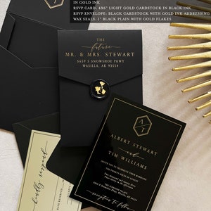 Black Acrylic Modern wedding invitation luxury modern calligraphy wedding invite plexi customized Black tie Minimal gold lucite SAMPLE KIT