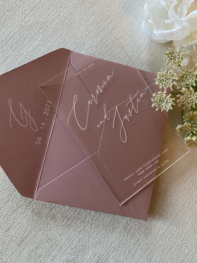 Modern Acrylic SAVE THE DATE Clear Transparent Wedding Etsy