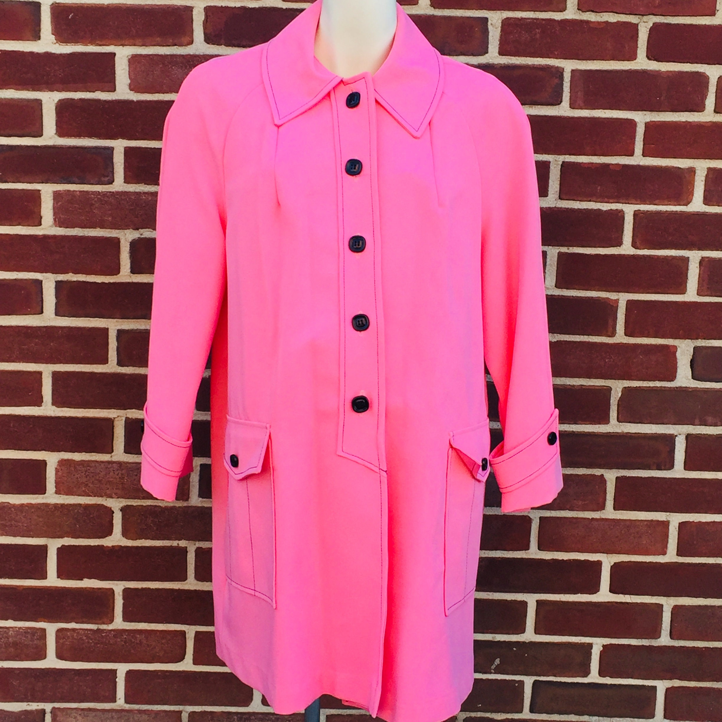 Mod vintage pink crepe swing coat lined size 12 Etsy 日本