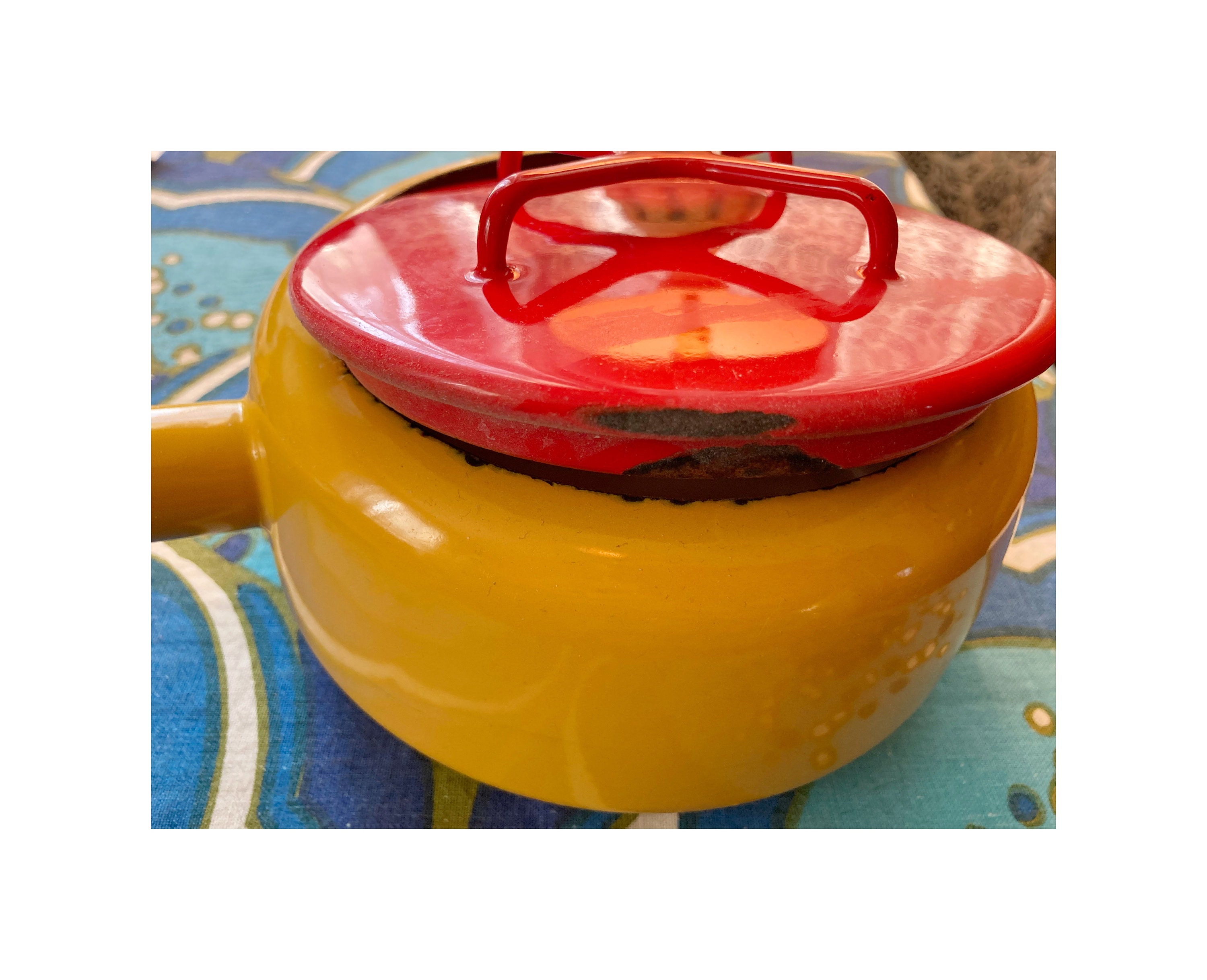 Dansk Kobenstyle yellow Enamel Pot butter warmer Etsy