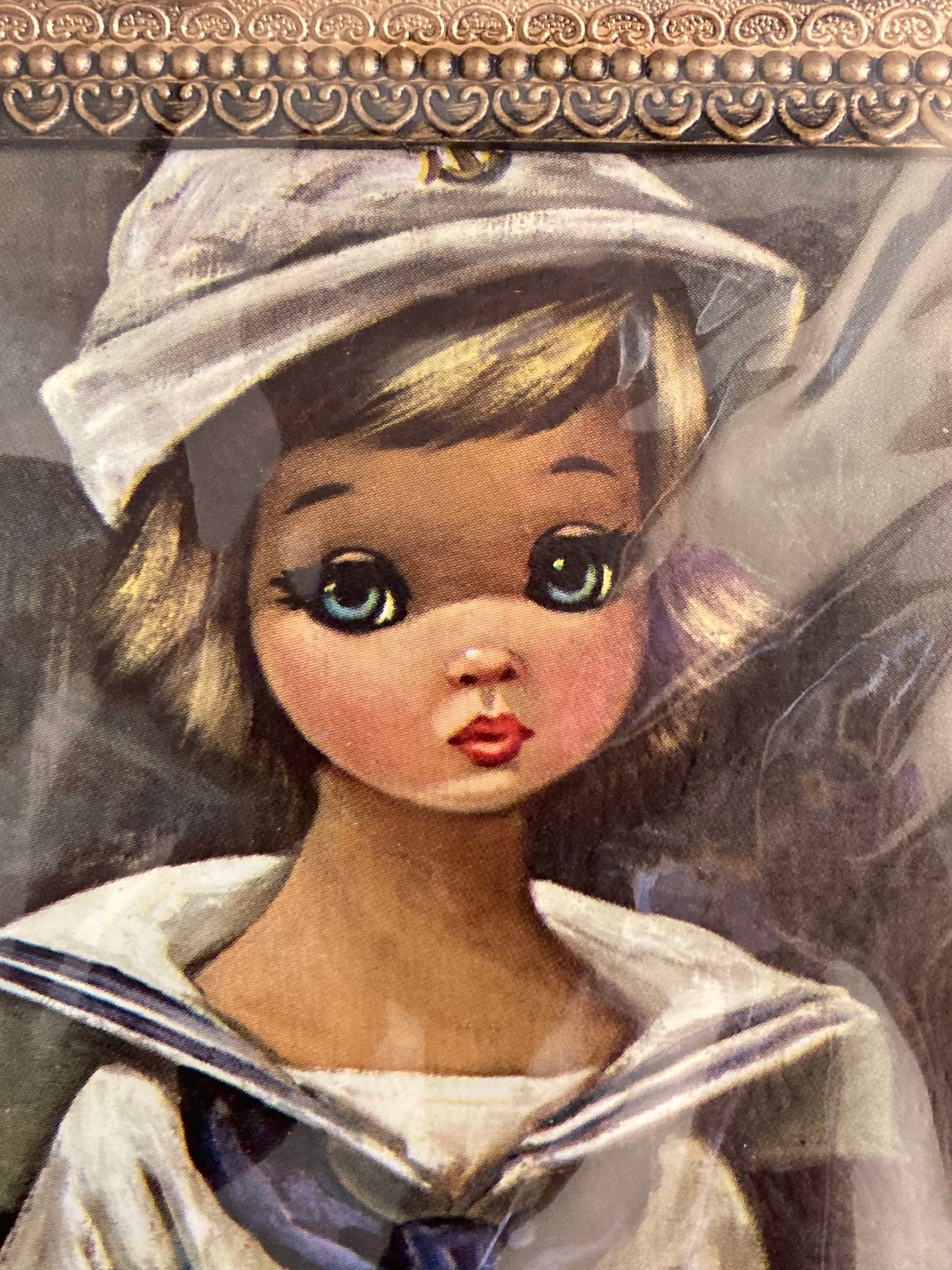 Eden Big Eye Girl Wall Art Sailor Framed Print New Old Stock Etsy