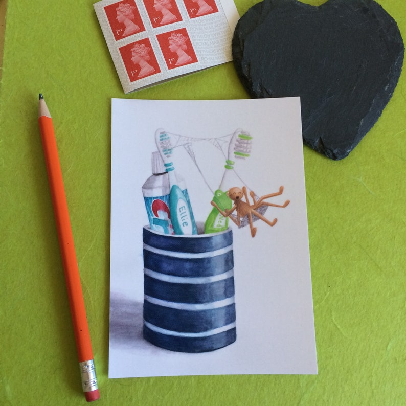 Toothbrushes Illustrated Postcard