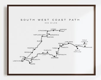 South West Coast Path Print - Cornwall - Devon - Dorset - Somerset Print