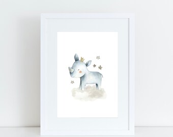 Rhino Print Kids or Nursery - Custom Option Available