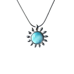 Larimar silver pendant, blue Larimar necklace, gemstone pendant, Larimar sun, light blue pendant, Atlantis stone