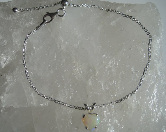 Opal Bracelet, Opal Pendant Silver, Heart Bracelet, Gemstone Bracelet, Bracelet Heart Silver, Birthstone Bracelet, Gemstone Pendant Silver