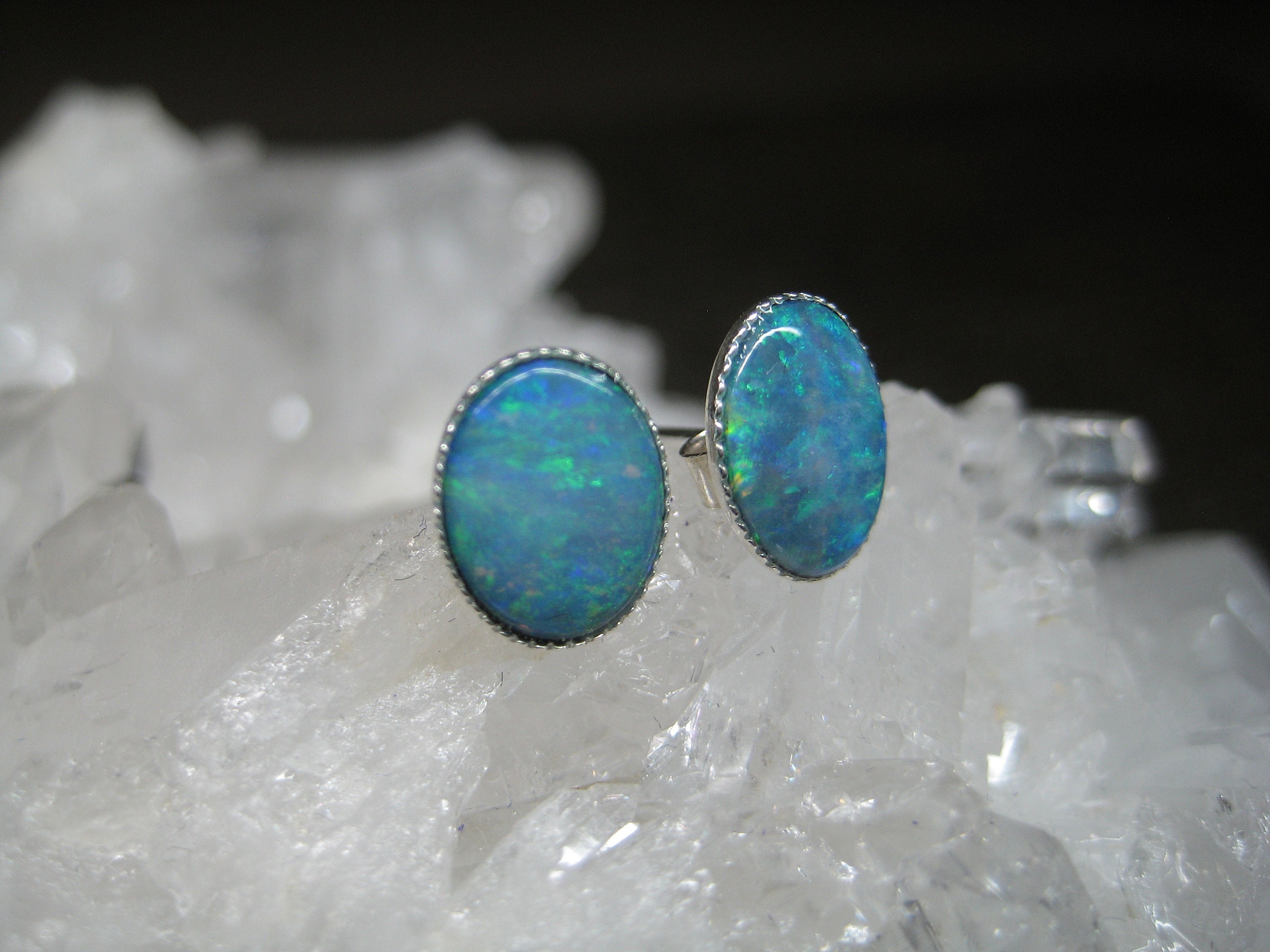 Earrings, Opal Earrings, Opal, Real Australian Opals, Green Blue Opal ...