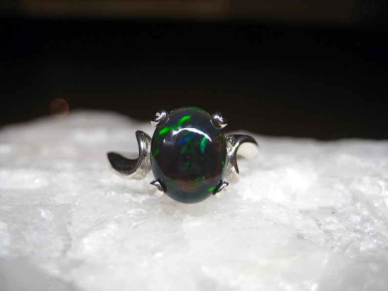 Gift for her Black Opal Jewelry 925 Sterling Ring Dark Opal Ring Genuine Black Opal Ring Black Gemstone Ring Natural Black Opal