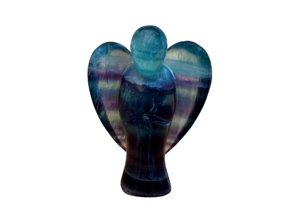 Decoration angel fluorite, gemstone decoration fluorite, mineral figure, reiki angel, aura gemstone angel, colorful stone figure handmade