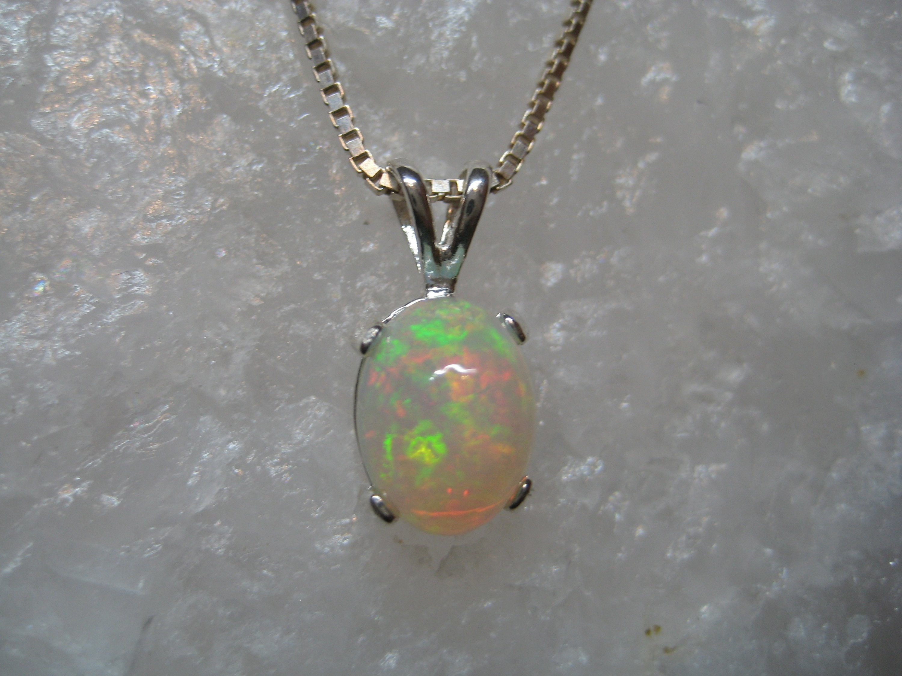 Opal necklace, opal pendant necklace, opal silver necklace, Ethiopian ...