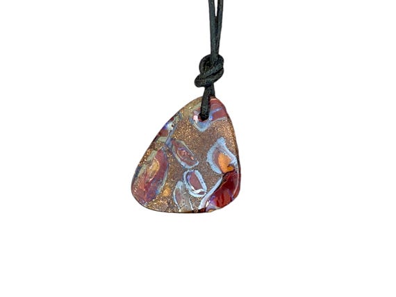 Boulder Opal Pendant, Australian Boulder Opal Drilled, Natural Opal Jewelry, October Birthstone, Opal Necklace, Opal Leather Cord