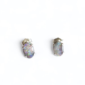 Beautiful opal stud earrings silver 925, Australian opal stud earrings, genuine opal jewelry sterling silver, gemstone earrings, birthstone