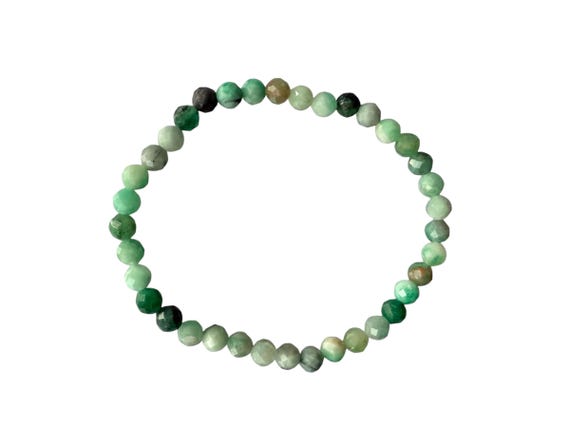 Emerald bracelet, faceted pearl bracelet, green emerald beads bracelet, green gemstone bracelet, natural emerald jewelry