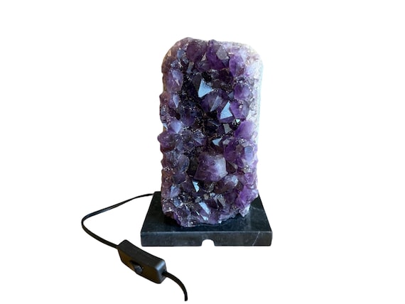 Amethyst lamp, amethyst light, gemstone lamp, raw stone lamp, natural stone lamp, natural stone light, quartz lamp, amethyst druse lamp