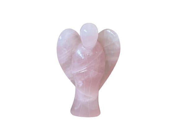 Large rose quartz angel, figure made of natural stone, rose quartz figure, stone figure, guardian angel, Feng Shui, decorative angel, Reiki, Chakra