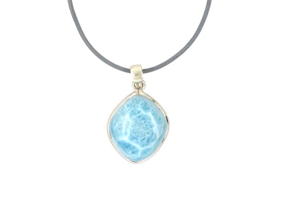 Larimar silver pendant, blue Larimar pendant, blue gemstone pendant, drop pendant silver, light blue necklace pendant, Atlantis stone