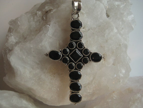 Cross Pendant Onyx, Onyx Cross Pendant, Onyx Chain Pendant, Ethno Cross Black, Cross Pendant, Onyx Jewelry Pendant, Cross Necklace