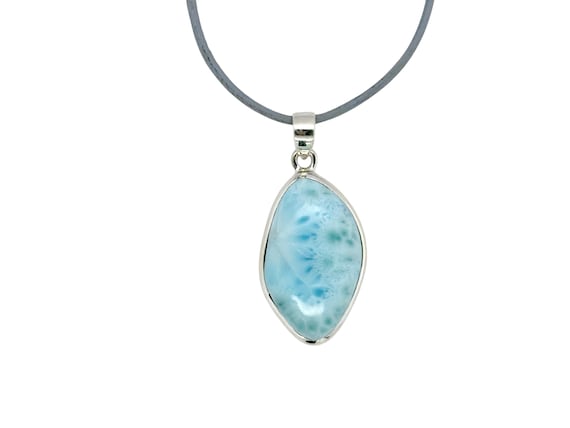 Larimar silver pendant, blue Larimar pendant, blue gemstone pendant, drop pendant silver, light blue necklace pendant, Atlantis stone