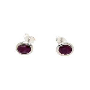 Beautiful ruby stud earrings 925 silver, real ruby earrings, red gemstone stud earrings, dainty earrings, jewelry for girlfriend