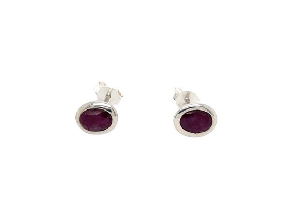 Beautiful ruby stud earrings 925 silver, real ruby earrings, red gemstone stud earrings, dainty earrings, jewelry for girlfriend