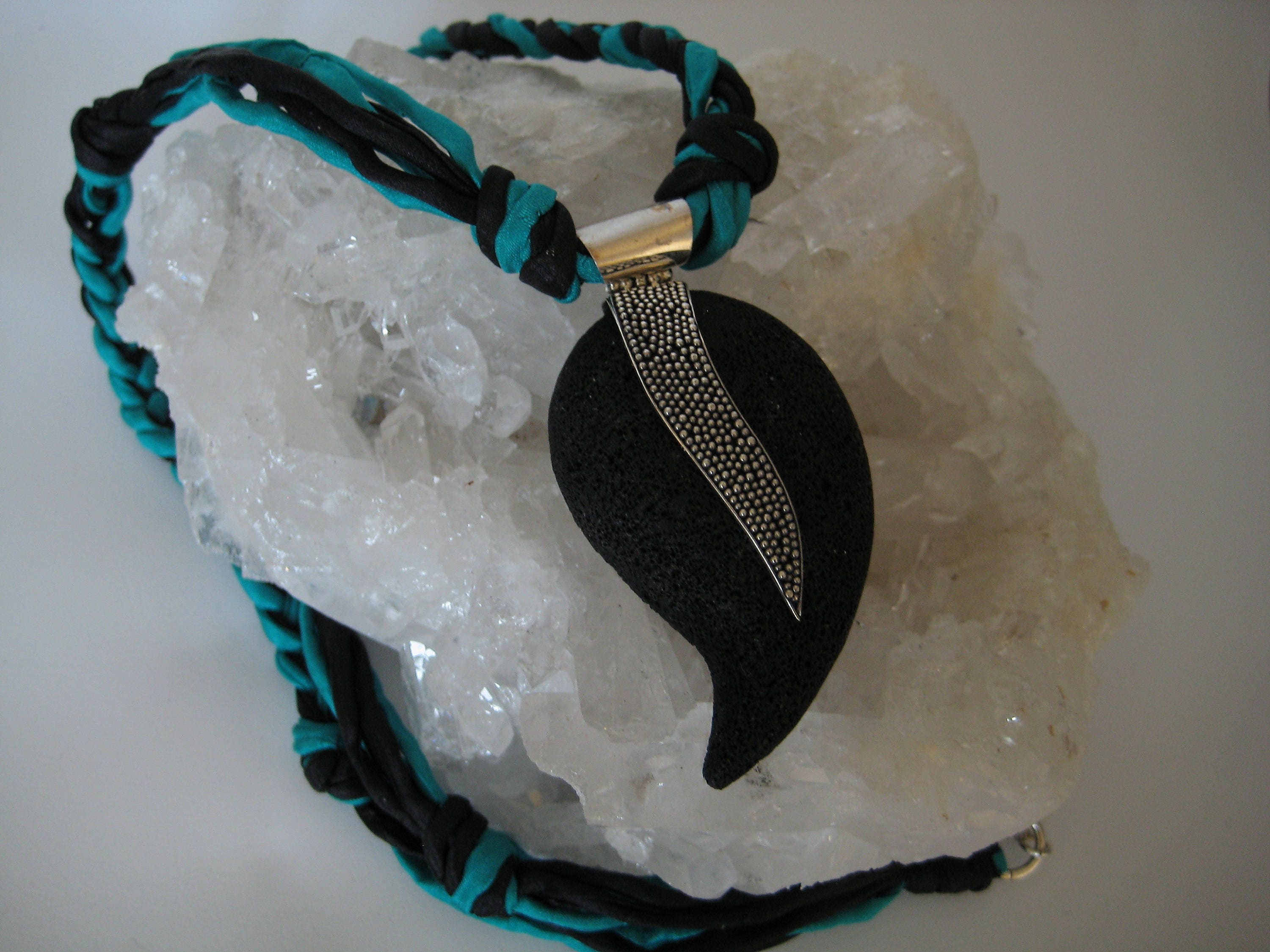 Lava necklace, lava jewelry, lava pendant, silk chain,Lava Rock, gem