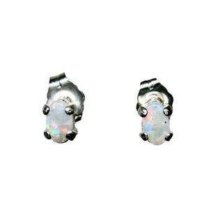 Genuine Opal Stud Earrings Silver 925, Australian Opals, Gemstone Stud Earrings, Dainty Earrings, Oval Opal Earrings, Genuine Opal Jewelry