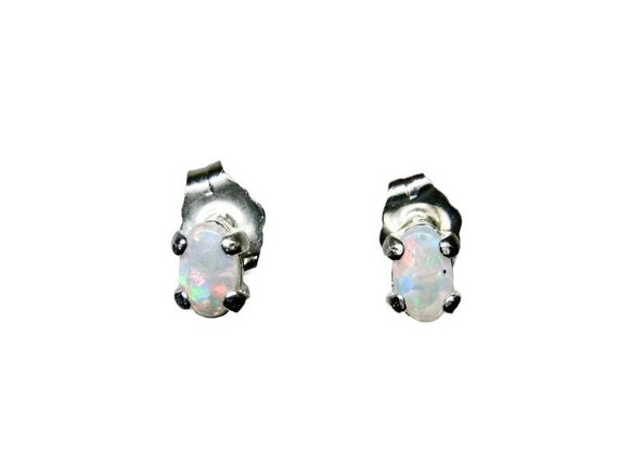 Genuine opal stud earrings silver 925, Australian opals, gemstone stud earrings, dainty earrings, oval opal earrings, real opal jewelry