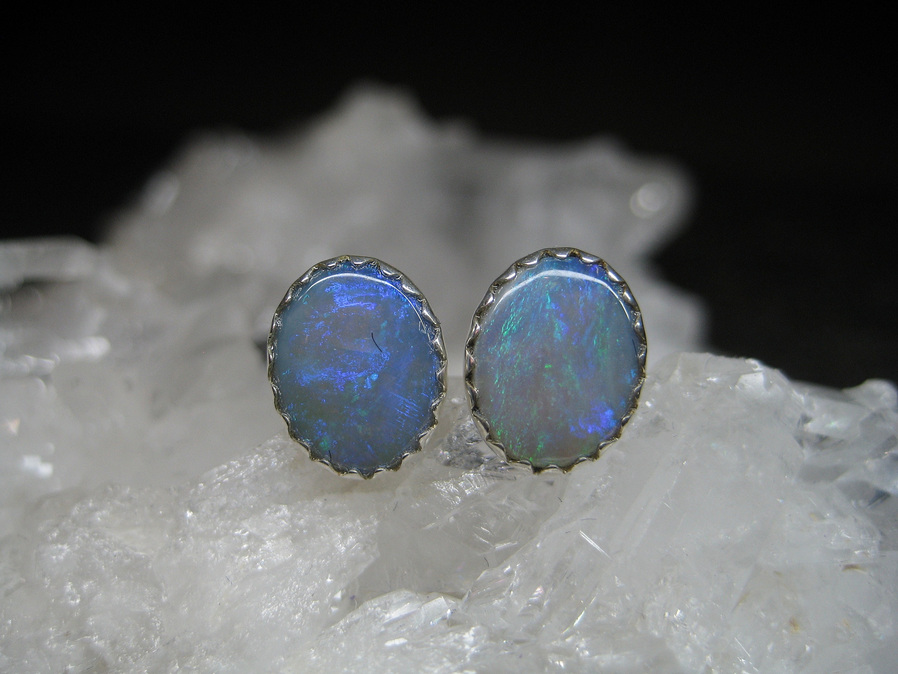 Crystal Opal Earring, Genuine Opal, Australian Opals, Green Blue Opal ...