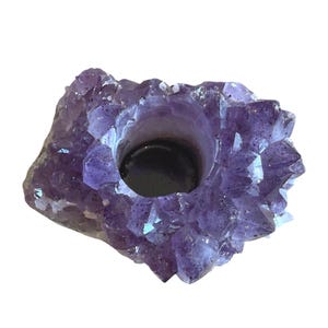 Amethyst tealight holder, amethyst cluster candle holder, crystal tealight holder, natural crystal cluster, spiritual gift, unique