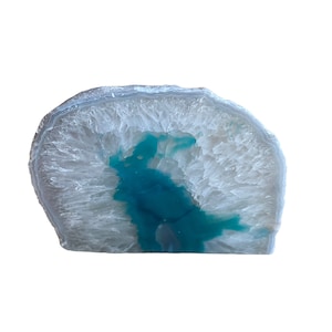 Agate tealight holder, candle holder, turquoise agate, agate stone, plant holder, petrol geode, stone decor, crystal gift, gemstone decor