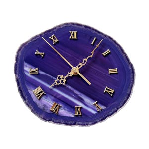 Agate clock, large agate wall clock, purple wall clock, living room clock, clock wall, birthday gift, agate disc clock, round wall clock, agate disc