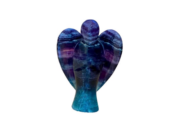 Decoration angel fluorite, gemstone decoration fluorite, mineral figure, reiki angel, aura gemstone angel, colorful stone figure handmade