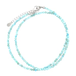 Larimar silver necklace, blue Larimar necklace, blue gemstone necklace, ball necklace Larimar, Atlantis stone