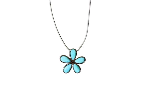 Larimar silver pendant, blue Larimar pendant, blue gemstone pendant, flower pendant silver, light blue pendant, Atlantis stone