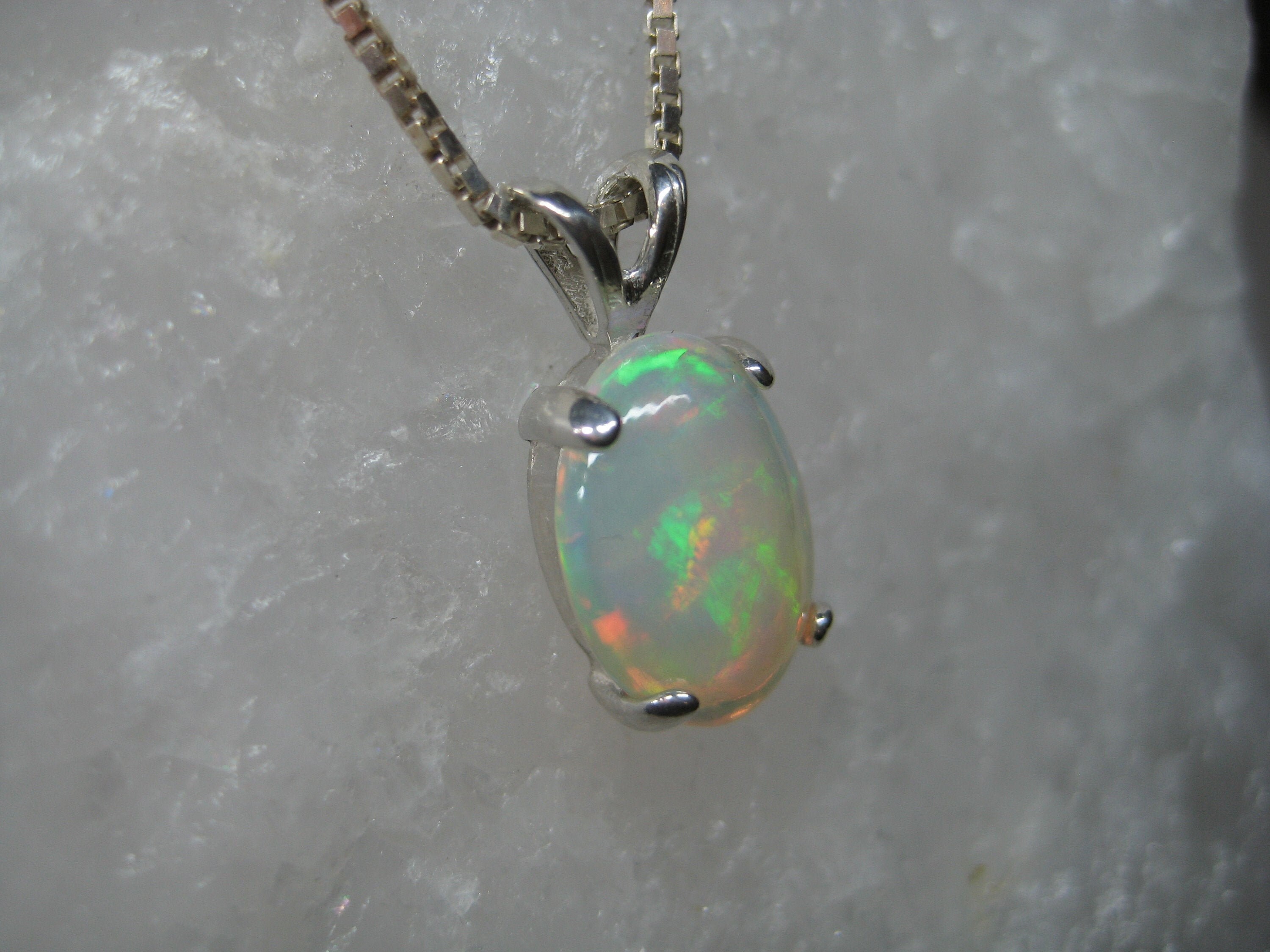 Opal necklace, opal pendant, natural opal pendant, opal silver necklace ...