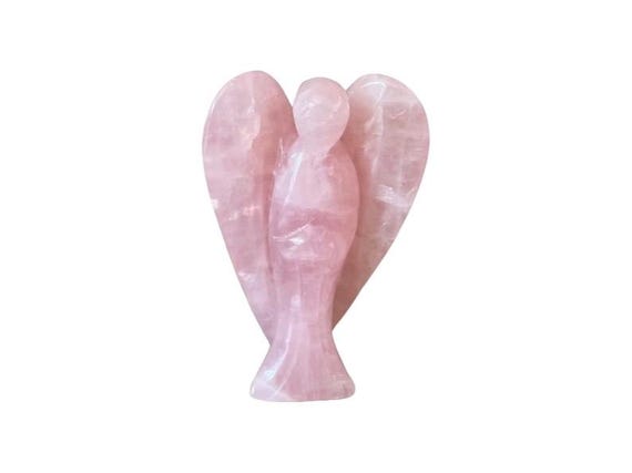 Large rose quartz angel, figurine made of natural stone, rose quartz figure, stone figure, guardian angel, Feng Shui, decorative angel, Reiki, Chakra
