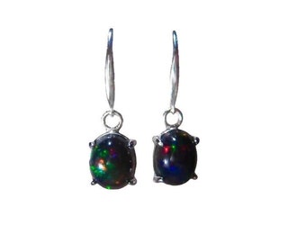 Opal earrings silver 925, black opal hanging earrings, opal earrings, earrings with stone, black opal earrings