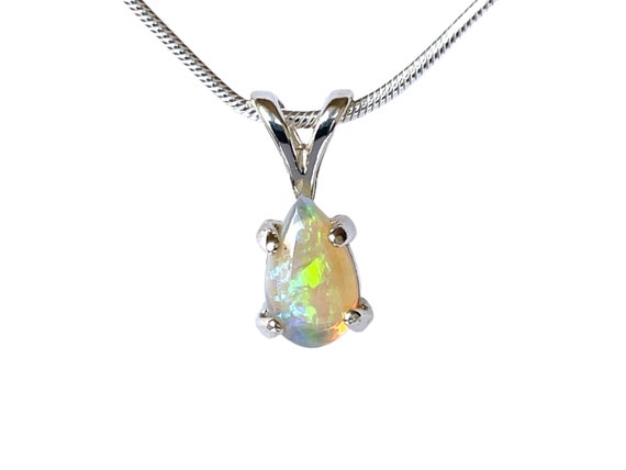 Australian Opal Pendant, Light Opal Pendant, Opal Necklace Silver, Birthstone October, Necklace with Opal, Boho Pendant, Real Opal