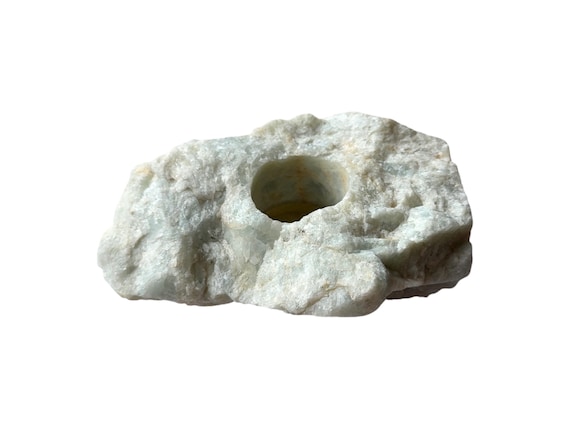 Aquamarine tealight holder, aquamarine decoration candle holder, stone tealight holder, mineral decoration, housewarming gift, gemstone decoration