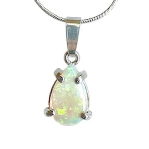 Australian Opal Pendant, Genuine Opal Pendant 925 Silver, Fine Opal Jewelry, Gemstone Necklace for Women, Beautiful October Birthstone