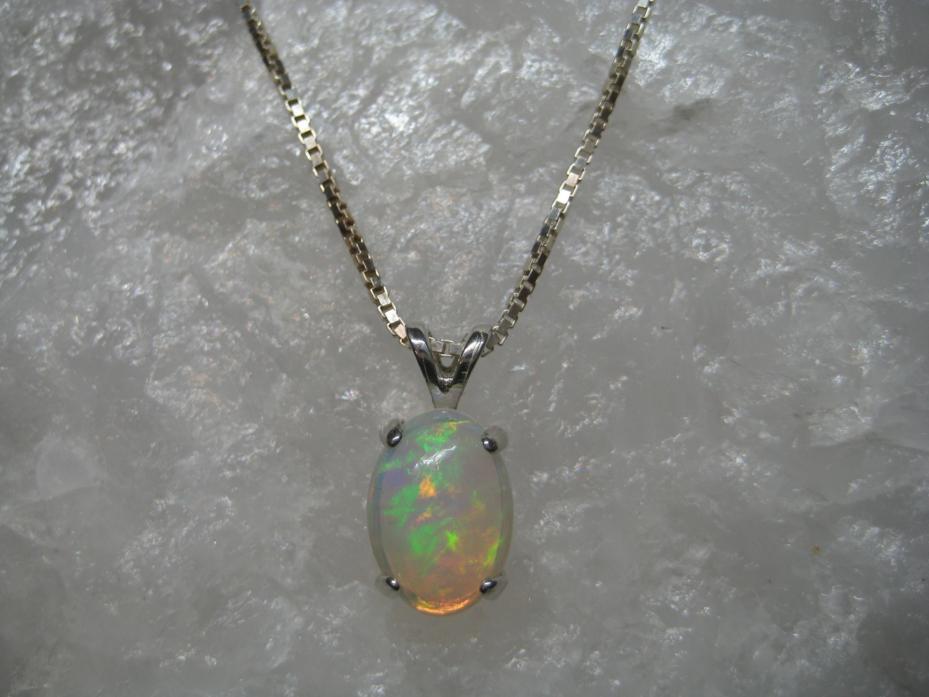 Opal necklace, opal pendant, natural opal pendant, opal silver necklace ...
