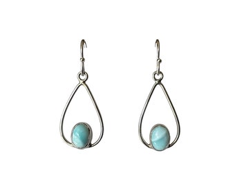 Larimar Sterling Zilveren Druppel Oorbellen