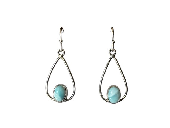 Larimar earrings, Larimar earrings, blue gemstone jewelry, turquoise earrings, gemstone earrings, blue earrings, gift for her
