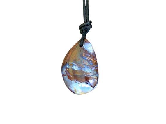 Boulder Opal Pendant Drilled, Boulder Opal Drilled, Boulder Opal with Leather Cord, Natural Opal, Opal Australia, Boulder Opal Necklace