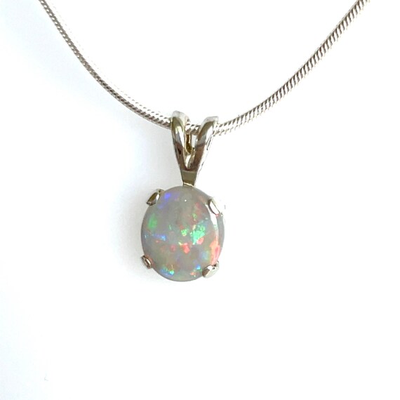 Opal Chain Pendant, Opal Pendant Silver, Australian Opal Pendant, Opal Necklace, Opal Australia Pendant, Opal Silver Necklace
