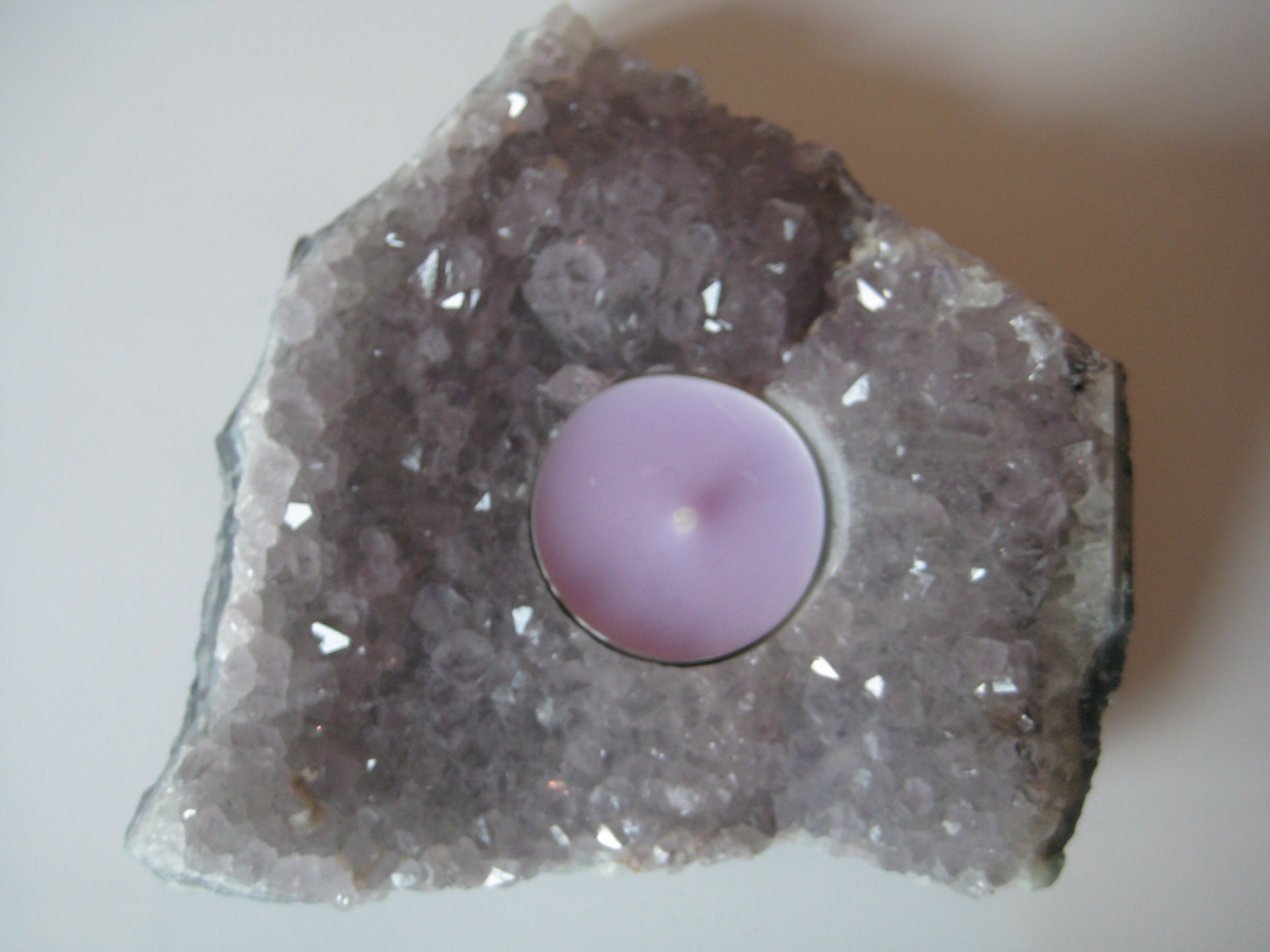 Amethyst Tea Light Holder, Amethyst Cluster Candle Holder, Crystal Tea